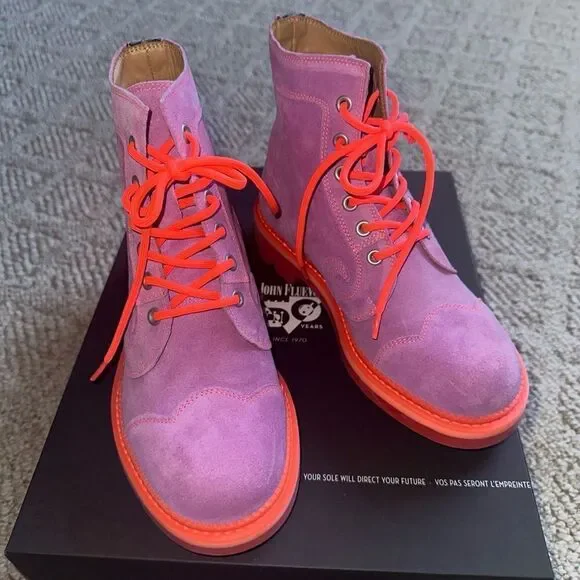 Women’s John Fluevog Boots - Derby Swirl Orchid- 7th Heaven & Eyelet - sz 7 NEW